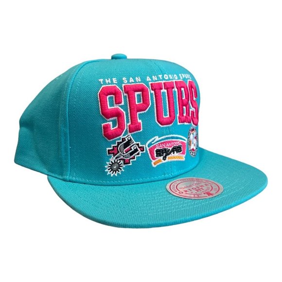Mitchell & Ness San Antonio Spurs NBA Champs Snapback Hat Cap Teal - OSFM - Picture 2 of 5
